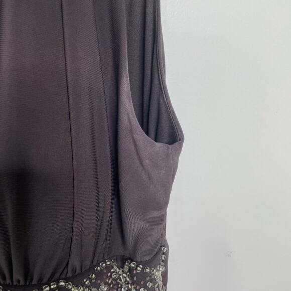 R&M‎ Richards Sleeveless Halter Neck Gown Dress Prom Bridesmaid Beaded Brown 10 - Picture 4 of 14